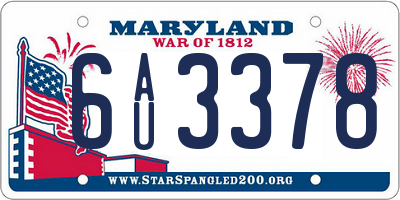 MD license plate 6AU3378