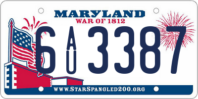 MD license plate 6AU3387