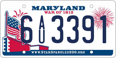 MD license plate 6AU3391