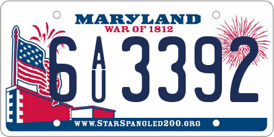MD license plate 6AU3392