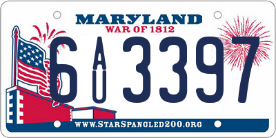 MD license plate 6AU3397