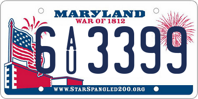 MD license plate 6AU3399