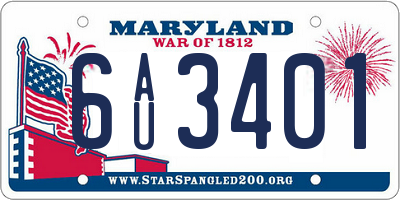 MD license plate 6AU3401