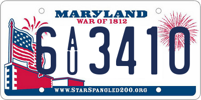 MD license plate 6AU3410