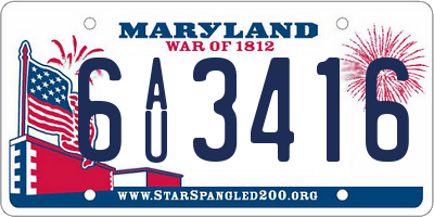 MD license plate 6AU3416