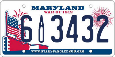 MD license plate 6AU3432