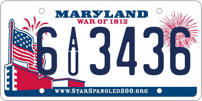 MD license plate 6AU3436