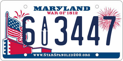 MD license plate 6AU3447