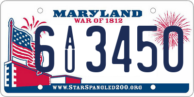 MD license plate 6AU3450