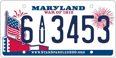 MD license plate 6AU3453