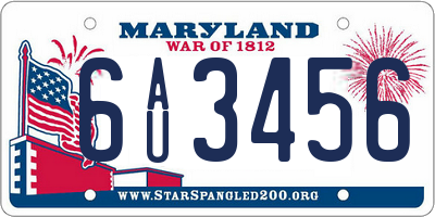 MD license plate 6AU3456