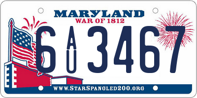 MD license plate 6AU3467