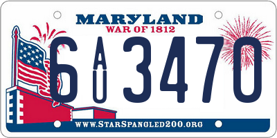MD license plate 6AU3470