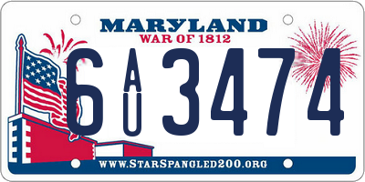 MD license plate 6AU3474