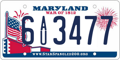 MD license plate 6AU3477