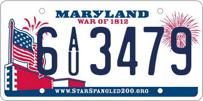 MD license plate 6AU3479