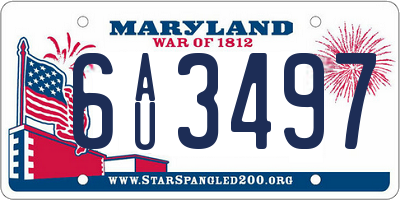 MD license plate 6AU3497