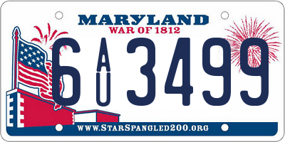MD license plate 6AU3499