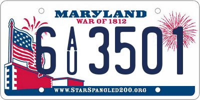 MD license plate 6AU3501