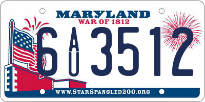 MD license plate 6AU3512