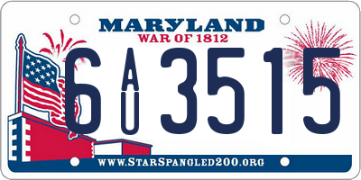 MD license plate 6AU3515