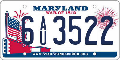 MD license plate 6AU3522