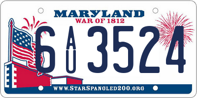 MD license plate 6AU3524