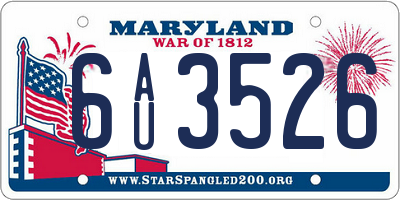 MD license plate 6AU3526
