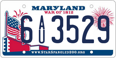 MD license plate 6AU3529