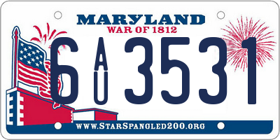 MD license plate 6AU3531