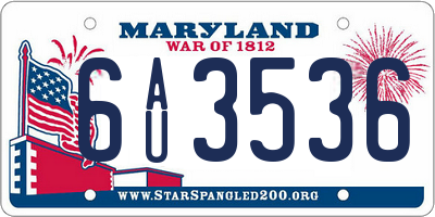 MD license plate 6AU3536