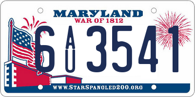 MD license plate 6AU3541