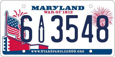 MD license plate 6AU3548