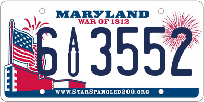 MD license plate 6AU3552