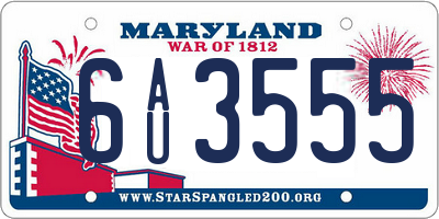 MD license plate 6AU3555