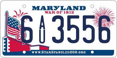 MD license plate 6AU3556