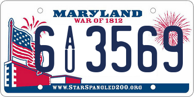 MD license plate 6AU3569