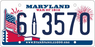 MD license plate 6AU3570