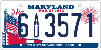 MD license plate 6AU3571