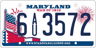 MD license plate 6AU3572