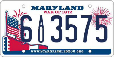 MD license plate 6AU3575