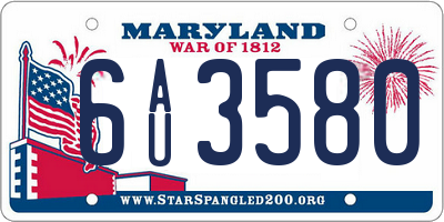 MD license plate 6AU3580