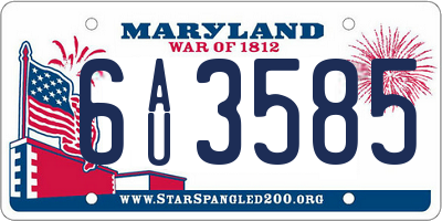 MD license plate 6AU3585