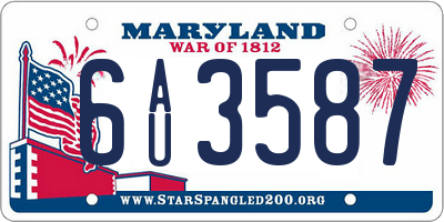 MD license plate 6AU3587