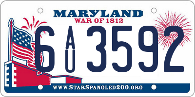 MD license plate 6AU3592