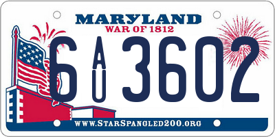 MD license plate 6AU3602