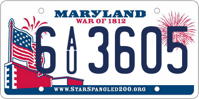 MD license plate 6AU3605