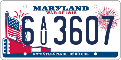 MD license plate 6AU3607