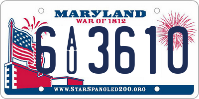 MD license plate 6AU3610