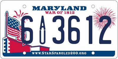 MD license plate 6AU3612